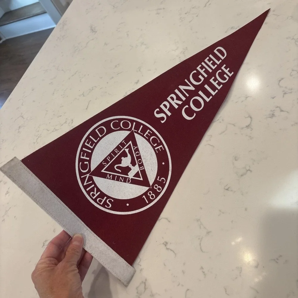 Vintage Springfield College Felt Pennant Banner 9x24 Spirit Mind Body NCAA Dorm